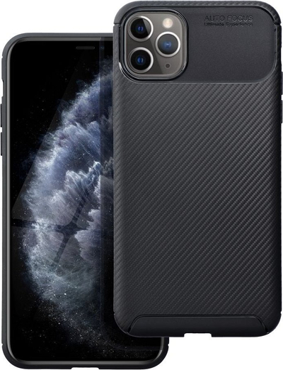 Mbrojtëse telefoni Carbon Premium për iPhone 11 Pro Max, TPU i butë, me teksturë karboni, e zezë