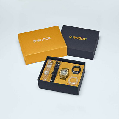Set orë digjitale Casio G‑SHOCK The Origin DWE-5600HG-1ER (322) + rrip ore, e artë/e zezë/e bardhë
