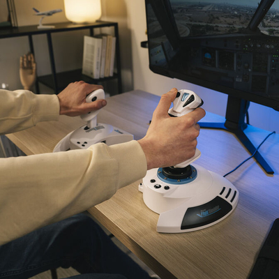 Joystick Thrustmaster T.Flight Hotas 5 MSFS Special Edition, me throttle të ndarë, për PS5 PS4 PC, i bardhë