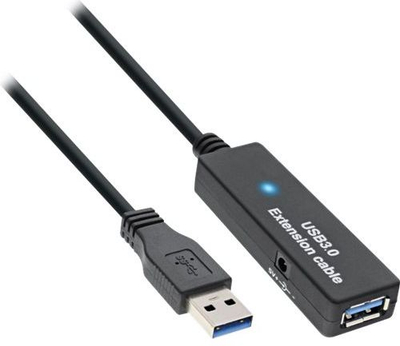 Kabllo USB InLine 35656, USB A mashkull në USB A femër, 15 m, e zezë