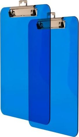 Tabaka shkrimi Tetis A4, plastike transparente, kapëse metalike, blu