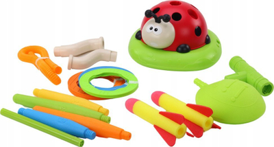 Lodër sportive Leantoys Ladybug 3n1, kërcim me litar, set për hedhje në shenjë, shumëngjyrëshe