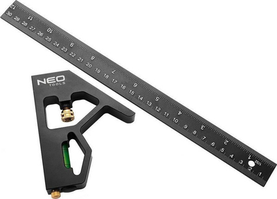 Vizore këndore multifunksionale Neo Tools Square, alumini, 30 cm, e zezë