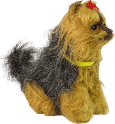 Qen interaktiv pelushi LeanToys Yorkshire Terrier, që leh dhe lëviz bishtin, kafe