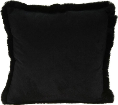 Jastëk dekor Velvet, 45 x 45 cm, me gëzof, i zi
