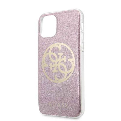 Kuti telefoni Guess Hard Case për iPhone 11 Pro, me xixa, rozë