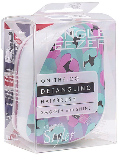 Krëhër flokësh Tangle Teezer Compact Styler Pink Water, për flokë të lagur edhe të thatë, rozë