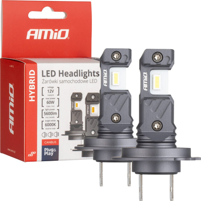 Drita LED makine AMIO Hybrid 04115 H7 H18, 60W, 6000K, e bardhë e ftohtë