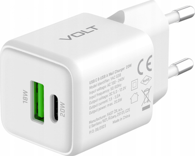 Karikues muri Yenkee YAC G38, 20W, me USB‑C dhe USB‑A, i bardhë
