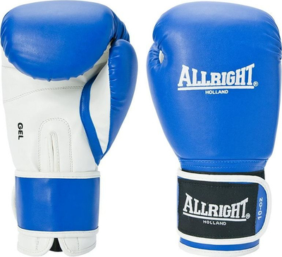 Ракавици за бокс Allright Power Gel, 10oz, со гел, сини и бели