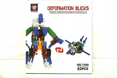 Lodër ndërtuese XINHOB Deformation Blocks 7208, 63 copa, me ngjyra nga të gjitha