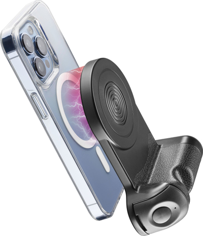 Mbajtëse selfie Bluetooth Cellularline Pics Mag, me magnet MagSafe, me telekomandë, ngjyrë e zezë