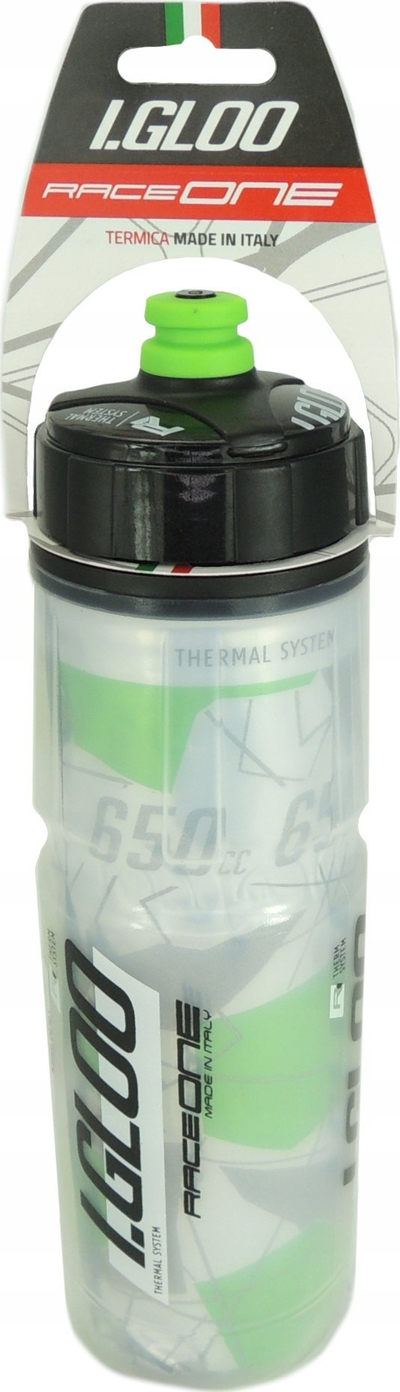 Shishe termike sportive Race One Igloo, 500ml, për çiklizëm, transparente me jeshile