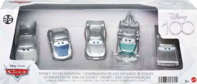 Set lodra makina Disney Pixar Cars Disney 100 Celebration, 5 copë die-cast, shkallë 1:55, ngjyrë argjendtë
