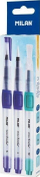 Set furçash uji Milan Water Brush Mix, 3 copa, me depozitë uji 8 ml, transparente