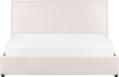 Shtrat dopio Beliani Lavaur, ottoman, kadife, 160 x 200 cm, krem i bardhë