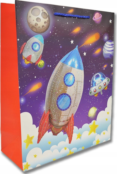 Qese dhuratash Gift Bag M MIX, hapësinore, 32x26x10cm, shumëngjyrëshe