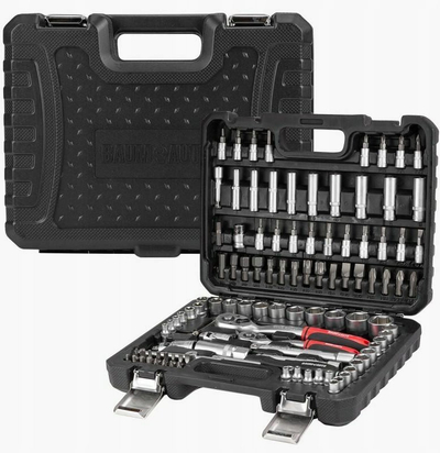 Set veglash Baumauto Tool Set Large, 108 copa, 1/4" dhe 3/8", në kuti plastike të zezë
