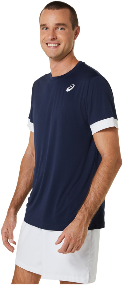 Bluzë sportive për meshkuj Asics Court SS Top 2041A255, material i ajrosshëm, blu e errët