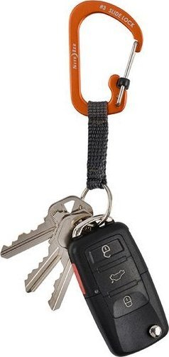 Karabiner Nite Ize SlideLock, me unazë çelësash, me rrip najloni, argjendtë
