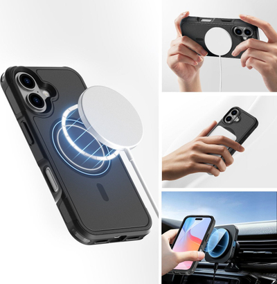 Këllëf telefoni 4smarts Defend Case për iPhone 16, MagSafe, kundër goditjeve, i zi