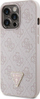 Mbulesë telefoni Guess Crossbody 4G Metal Logo GUHCP13LP4TDSCPP, për iPhone 13 13 Pro, kapak i fortë me rrip, rozë