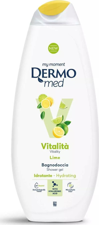 Xhel dushi Dermomed Vitalità Lime, që të freskon dhe të lag lëkurën, me acid hialuronik