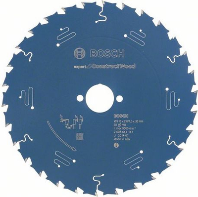 Disk sharrë rrethore Bosch Expert për dru konstruksioni 210mm, 30mm, 30 dhëmbë, blu