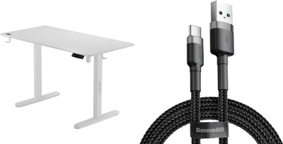 Tavolinë elektrike Sense7 Nojo, 120x60 cm, lartësi e rregullueshme, e bardhë
