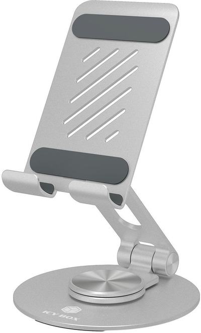 Mbajtëse tabletash Icy Box IB-TH201-R, deri 12.9", rrotullim 360°, argjendtë