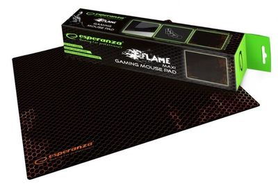 Mouse pad gaming Esperanza Flame Maxi EGP103R, i madh, i zi me të kuqe
