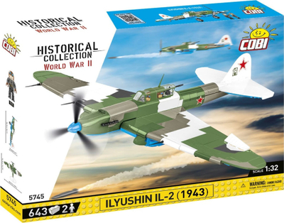 Set ndërtimi Cobi Historical Collection WWII IL 2 1943, aeroplan model me figura, shumëngjyrësh