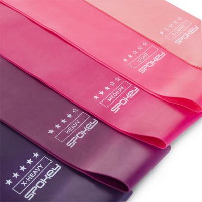 Set shirita elastikë Spokey Exercise Band 928944, 5 copë, nivele të ndryshme rezistence, shumëngjyrëshe