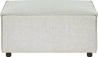 Tabure Ottoman Grey Linen, katror, i veshur me cohë lino, gri neutrale