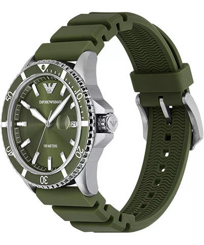 Orë dore për burra Emporio Armani Diver AR11638, e gjelbër