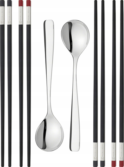 Set shkopinjsh dhe lugësh Zwilling Chopsticks, 10 copë, inox, i zi