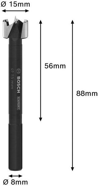 Фреза Форстнер Bosch Accessories 2608901824, дијаметар 15 mm, должина 88 mm