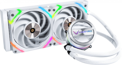 Систем за водено ладење Valkyrie Dragonfang 240 ARGB, радијатор 240 mm, 2x 120 mm, бел
