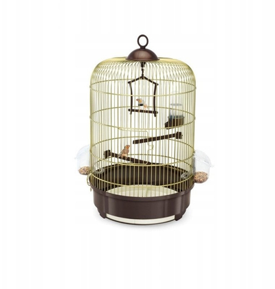 Кафез за птици Golden Cage, со лулашка, тркалезна форма, златен
