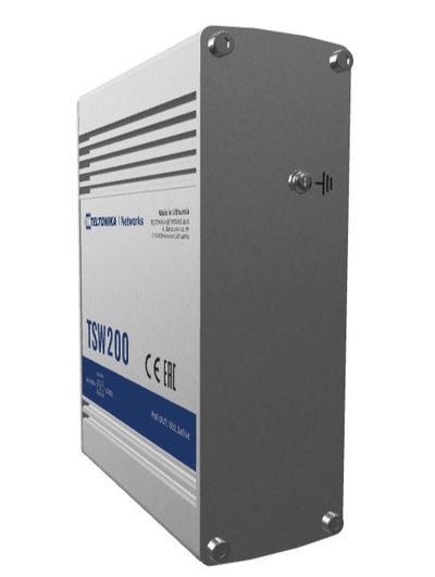 Switch industrial Teltonika TSW200, 8 porta Gigabit PoE, 2 porta SFP, korpus alumini