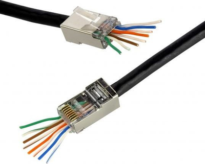 Fisha rrjeti Neku RJ45 8P8C Pass Through FTP Cat.6, set me 10 copë, ngjyrë argjendtë