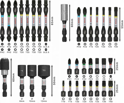 Set bitash për kaçavidë Bosch Pro, 35 copa, për impact driver, shumëngjyrëshe