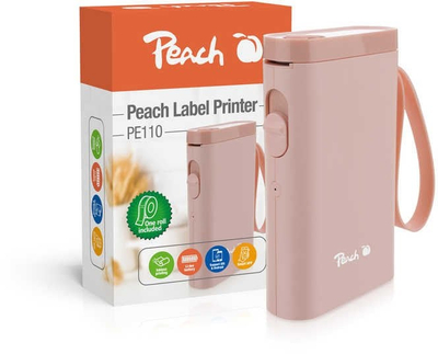 Printer etiketash Peach PE110, termik, me Bluetooth, rozë