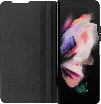 Mbulesë telefoni Nillkin Qin Pro për Samsung Galaxy Z Fold 6 5 4, flip lëkurë, kapak rrëshqitës për kamerë, e zezë