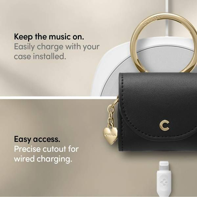 Çantë mbrojtëse Cyrill Mini Bag Classic për AirPods 3, lëkurë PU, e zezë