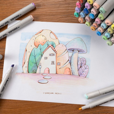 Set markerësh me dy maja Arrtx LC302628, 40 ngjyra pastel, me bojë me bazë alkoli, shumëngjyrësh