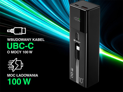 Powerbank Tracer Quant, 10000mAh, 100W PD QC, i zi