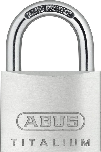 Катанец Titalium ABUS 64TI/45, тело од алуминиум, лак од челик NanoProtect, сребрен