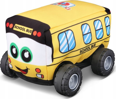 Lodër autobus shkolle BB Junior My 1st Soft, prej tekstili të butë, me mekanizëm pull back, i verdhë