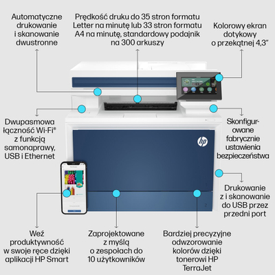 Мултифункционален уред HP LaserJet Pro 4302fdw, A4, ласерски, бел